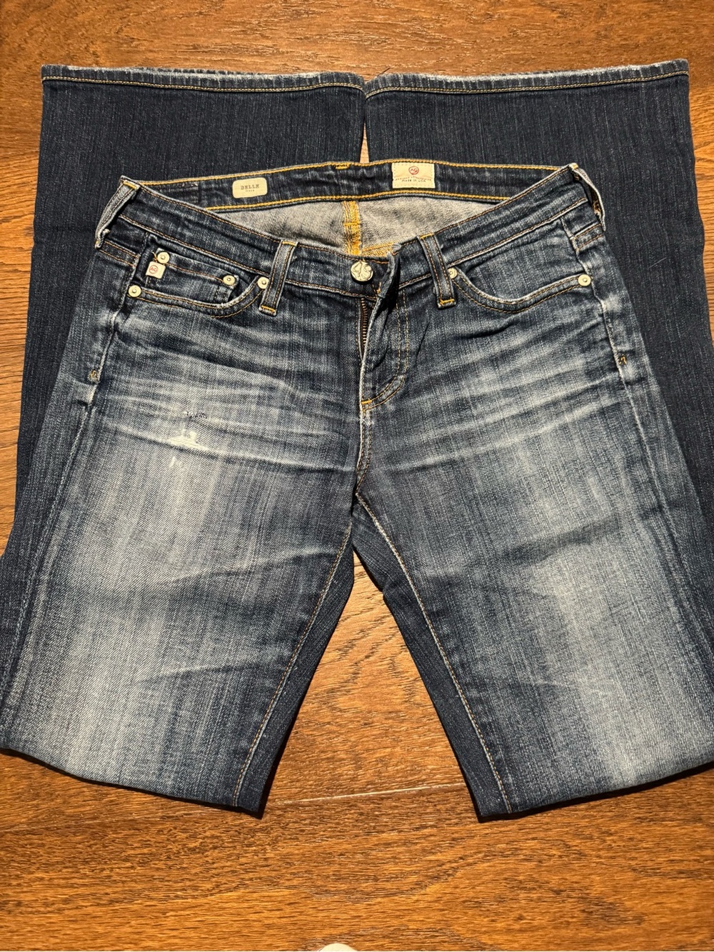 Ag Adriano Goldschmied Women's Dark Blue Faded Flare Jeans